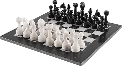 RADICALn 38,1 cm handgefertigtes schwarz-weißes großes gewichtetes komplettes Schachspiel-Set Marmor Staunton und Ambassador Stil Turnier Schachsets von Radicaln