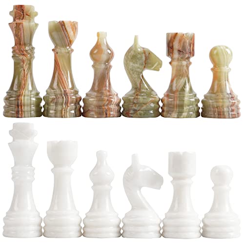 RADICALn Green Onyx and White Marble Big Chess Figures - Complete 32 figures set - Suitable for 16 to 20 inches Chess Board von Radicaln