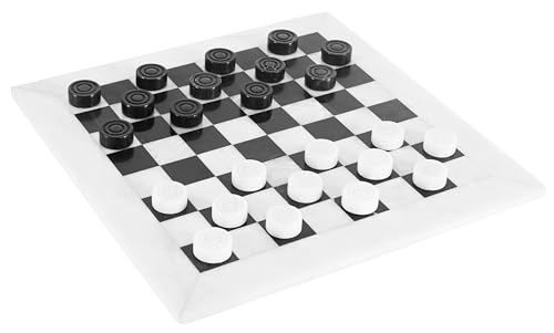 Radicaln Marble Checker Brettspiel 15 Zoll Weiß und Schwarz Handgefertigtes Turnier-Dame-Set - Dame-Brettspiele - Marmor Dame von Radicaln