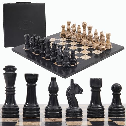 Radicaln Marmor-Schachspiel mit Aufbewahrungsbox, 15 Zoll, Schwarz und Fossile Koralle, handgefertigte Schachbrettspiele – Spiele für 2 Spieler für Erwachsene – 1 Schachbrett und 32 Schachfiguren Radicaln Marmor-Schachspiel mit Aufbewahrungsbox, 15 Zoll, Schwarz und Fossile Koralle, handgefertigte Schachbrettspiele – Spiele für 2 Spieler für Erwachsene – 1 Schachbrett und 32 Schachfiguren von Radicaln