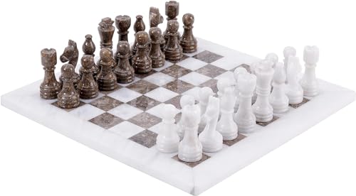 Radicaln Marmor Weiß und Grau Ozeanisches Schachset - Handgefertigtes klassisches beliebtes Schachspiel von Radicaln