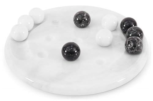 Radicaln Tic Tac Toe Marmor-Tischspiel, 25,4 cm, Weiß und Ozean, handgefertigt, für Erwachsene, Couchtischdekoration, ideal für draußen und Reisen von Radicaln
