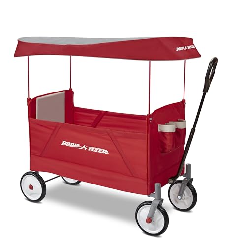 Radio Flyer EZ-Faltwagen mit Verdeck, Rot, zusammenklappbarer Trolley für Kinder ab 1,5 Jahren, Garten und Transportwagen von Radio Flyer