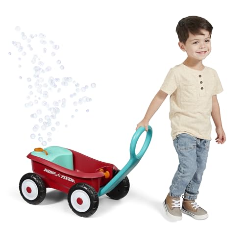 Radio Flyer Bubble Buddy Walker Wagon, Seifenblasenmaschine für Kinder, roter Baby-Lauflernwagen mit Rädern für Kinder im Alter von 1 bis 4 Jahren von Radio Flyer