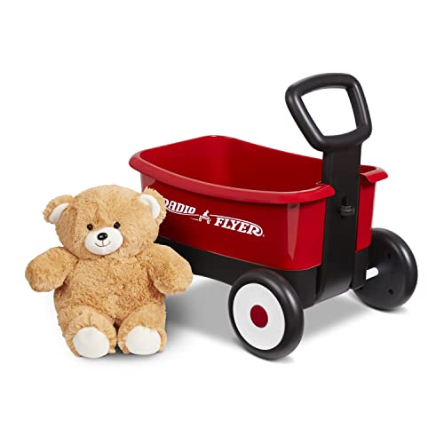 Radio Flyer Push & Pull Walker Kombi mit Teddybär, roter 2-in-1 Wagen für Kleinkinder, für 1–4 Jahre von Radio Flyer
