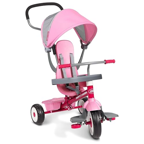 Radio Flyer 4-in-1 Stroll 'N Trike, rosafarbenes Dreirad für Kleinkinder von 1–5 Jahren von Radio Flyer