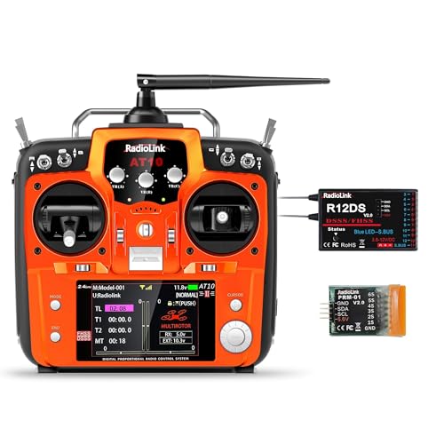 Radiolink AT10II 12 Kanäle RC Transmitter Empfänger R12DS 2.4GHz Radio Fernbedienung, Spannungselemetrie für RC Flugzeug Drohne Quad Hubschrauber Auto Boot (Linkshänder Gashebel, Englisches Menü) Radiolink AT10II 12 Kanäle RC Transmitter Empfänger R12DS 2.4GHz Radio Fernbedienung, Spannungselemetrie für RC Flugzeug Drohne Quad Hubschrauber Auto Boot (Linkshänder Gashebel, Englisches Menü) von Radiolink
