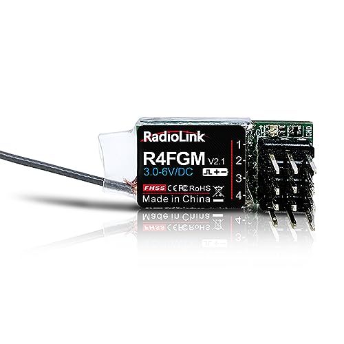 Radiolink R4FGM RC Empfänger 2.4 Ghz Gyro-integriert 4 Kanäle große Reichweite bis zu 400m für Autos Boote kompatibel mit RC4GS-/RC6GS-Serie von Radiolink