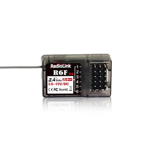 Radiolink R6F RC Empfänger 2.4 Ghz 6-Kanal große Reichweite bis zu 400m für Autos Boote kompatibel mit RC4GS-/RC6GS-Serie T8FB/T8S von Radiolink