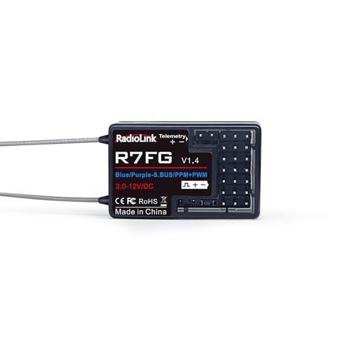 Radiolink R7FG RC Empfänger 2.4 Ghz Gyro-integriert 7 Kanäle mit Spannung-Telemetrie 600m Reichweite für Autos Boote kompatibel mit RC4GS-/RC6GS-Serie T8FB/T8S von Radiolink