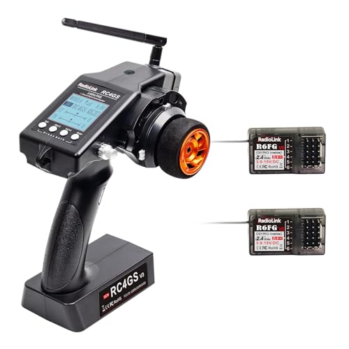 Radiolink RC4GS V3 5 Kanäle 2.4GHz RC Sender mit 2 Stück Empfängern R6FG, Gyro Telemetrie Integriert, Dual Mix Programmierbar für RC Auto Truck Buggy Rennfahrzeug Drifting Crawler RC Boot von Radiolink
