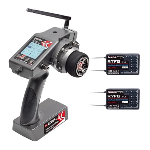 Radiolink RC6GS V3 7 Kanäle 2.4GHz RC Sender mit 2 Stück Empfängern R7FG, Gyro Telemetrie integriert, Dual Mix programmierbar für RC Auto Truck Buggy Crawler RC Boot(Englisches Menü) von Radiolink