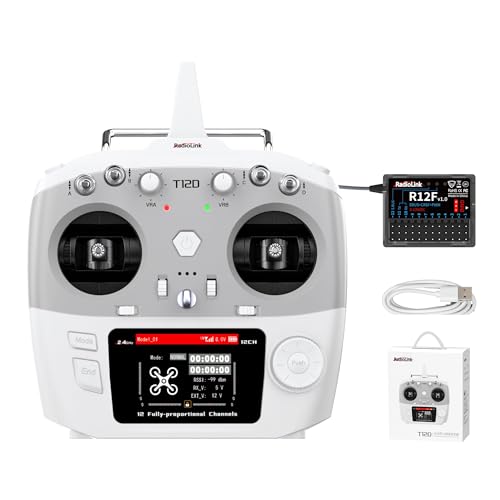 Radiolink T12D 12 Kanäle RC Sender und R12F Empfänger, Long-Range Modul Unterstützung ELRS/TBS Crossfire, 2.4GHz Funkfernsteuerung für RC Flugzeug, Drohne, Auto, Boot und mehr (Mode 2) von Radiolink