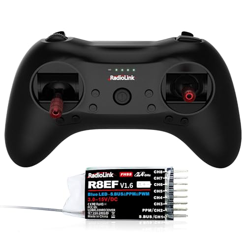 Radiolink T8S 8 Kanäle 2,4 GHz RC Sender und Empfänger R8EF RX, Fernbedienung und Controller Eingebauter Akku für Quad/Flugzeug/Auto/Boot und mehr (Modus 2 Linke Hand Nicht Self Center) von Radiolink