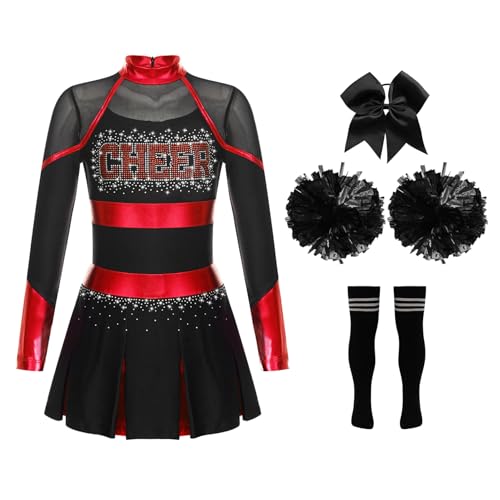 Raenseen Cheerleaderkostüm Für Mädchen Cheerleadingkleidung Mit Pompons Gymnastikleotards Cheerleaderuniform Karnevalskostüm Oder Sportevent Kostüm Für Rot Schwarz 158-164 Raenseen Cheerleaderkostüm Für Mädchen Cheerleadingkleidung Mit Pompons Gymnastikleotards Cheerleaderuniform Karnevalskostüm Oder Sportevent Kostüm Für Rot Schwarz 158-164 von Raenseen