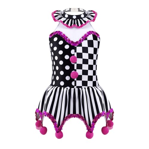 Raenseen Clown Kostüm Mädchen Zirkus Dompteur Kostüm Klassisches Ballett Tutu Ballerina Karneval Und Halloween Clown Harlekin Narr Schwarze Rose 110-116 von Raenseen