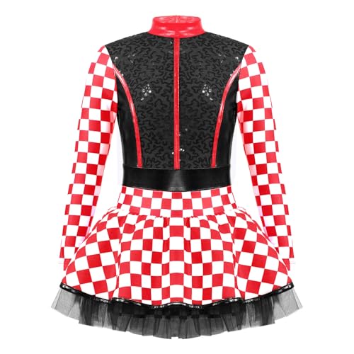 Raenseen Formel 1 Rennfahrer Kostüm Für Mädchen Mit Pailletten Tutu Leotard Kleid Verkleidung Karneval Halloween Kostüm Themenparty Schwarz 158-164 von Raenseen
