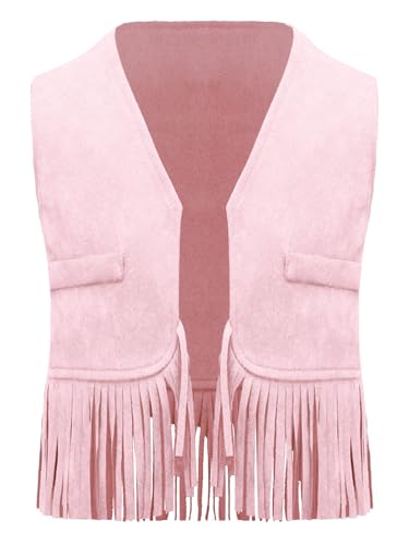 Raenseen Hippie Kostüm Für Baby Western Cowboy Kostüm Für Neugeborene Kind Junge Cowboy Jacke Weste Gilet Maskenkostüme Cosplay Karneval Und Halloween Rosa 86-92 von Raenseen