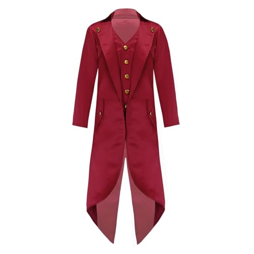 Raenseen Kinder Jungen Mädchen Mittelalterlicher Steampunk Frack Jacke Cosplay Kostüm Halloween Vampir Viktorianische Jacke Smoking Tuxedo Klassischer Revers Burgund 110-116 Raenseen Kinder Jungen Mädchen Mittelalterlicher Steampunk Frack Jacke Cosplay Kostüm Halloween Vampir Viktorianische Jacke Smoking Tuxedo Klassischer Revers Burgund 110-116 von Raenseen
