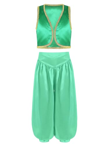 Raenseen Kostüm Aus Charakter Der Spiel Kind Junge Von Rolle Prinz Arabisch Weste Offen + Hose Satin Kostüme Karneval Halloween Grün 122-128 Raenseen Kostüm Aus Charakter Der Spiel Kind Junge Von Rolle Prinz Arabisch Weste Offen + Hose Satin Kostüme Karneval Halloween Grün 122-128 von Raenseen