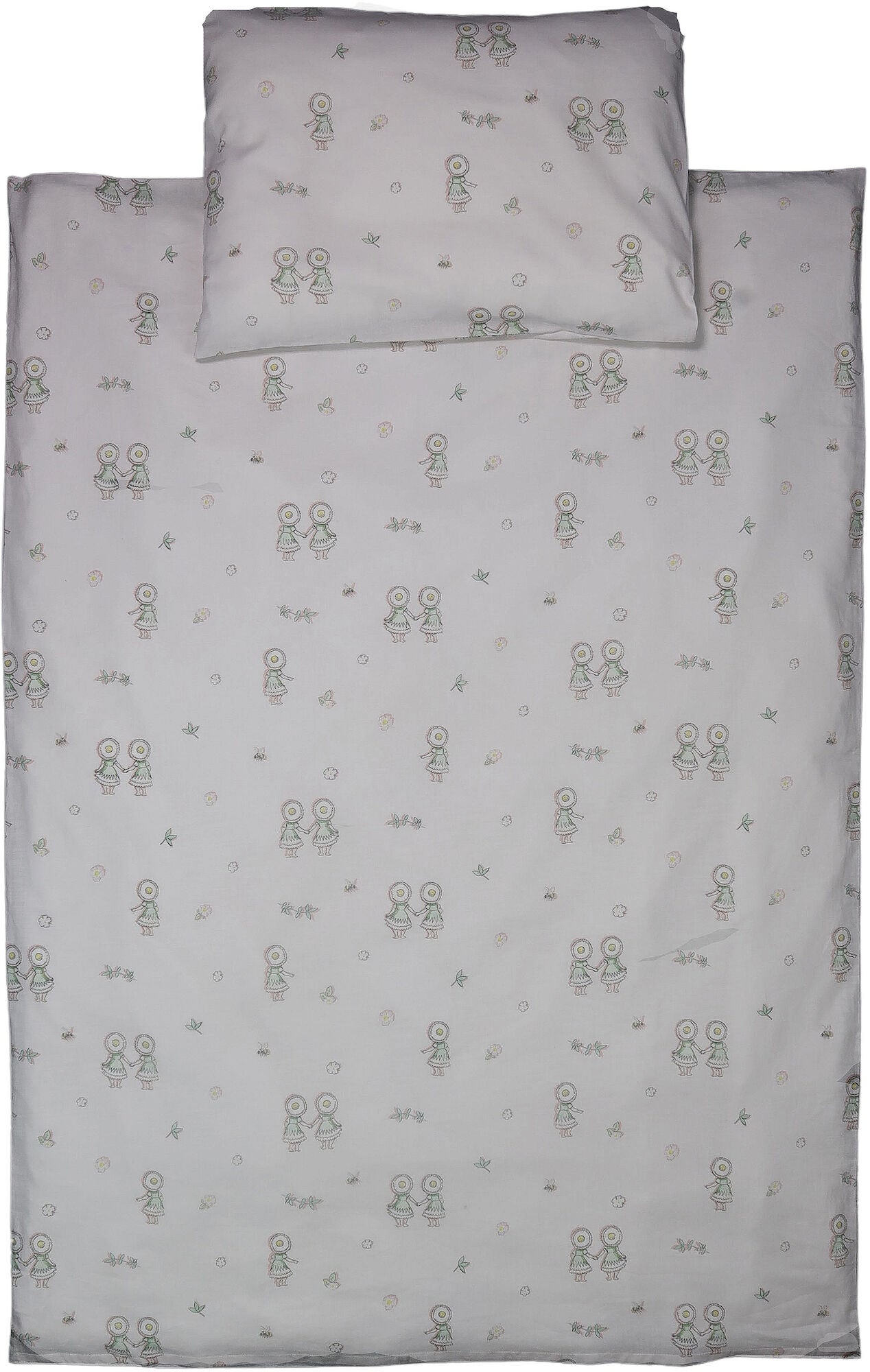 Elsa Beskow Blomsterfesten Bettwäsche-Set 100 x 130 cm Babybett, Sand von Elsa Beskow