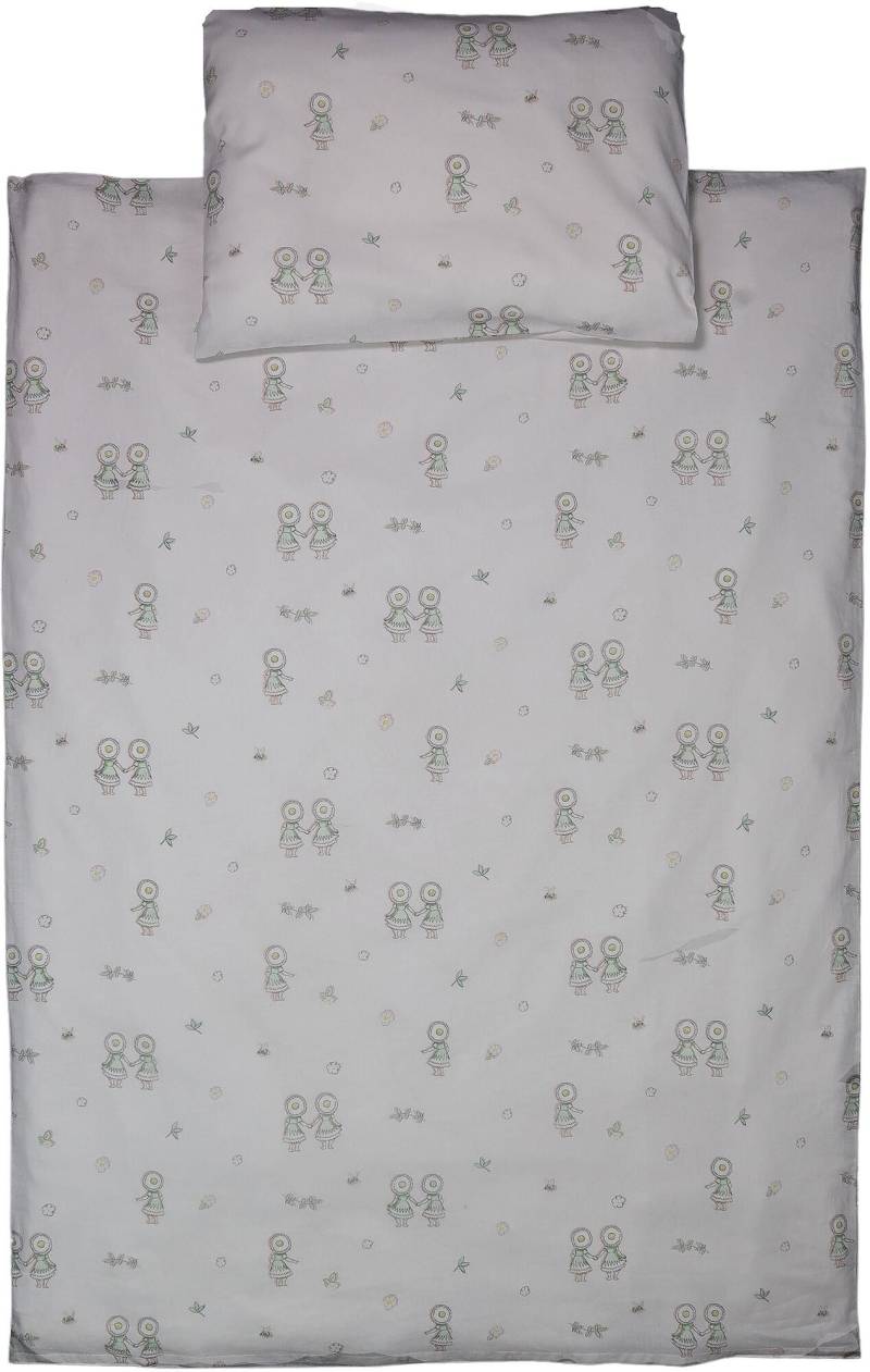 Elsa Beskow Blomsterfesten Bettwäsche-Set 100 x 130 cm Babybett, Sand von Elsa Beskow