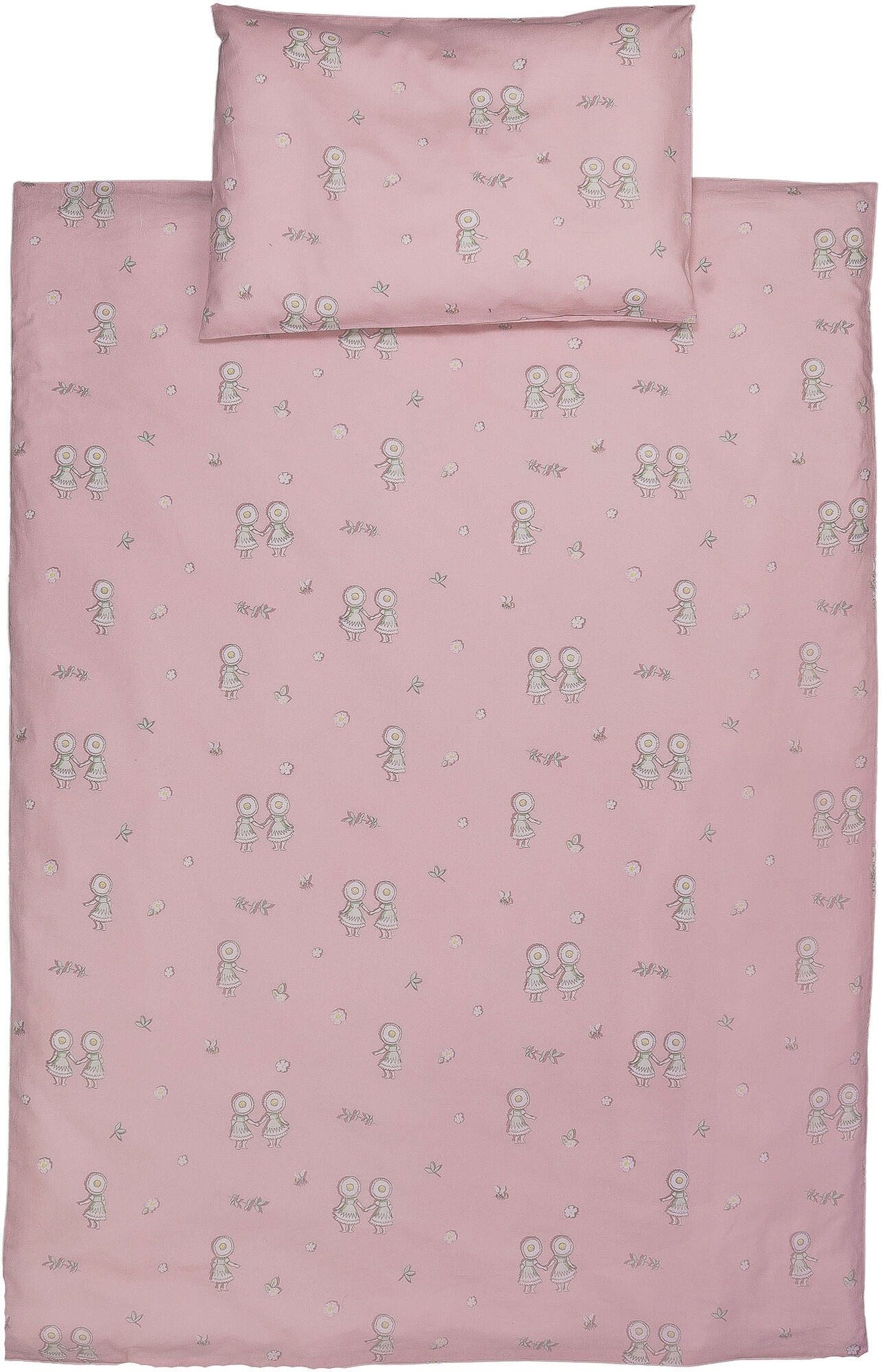 Elsa Beskow Blomsterfesten Bettwäsche-Set 100 x 130 cm Babybett, Rosa von Elsa Beskow