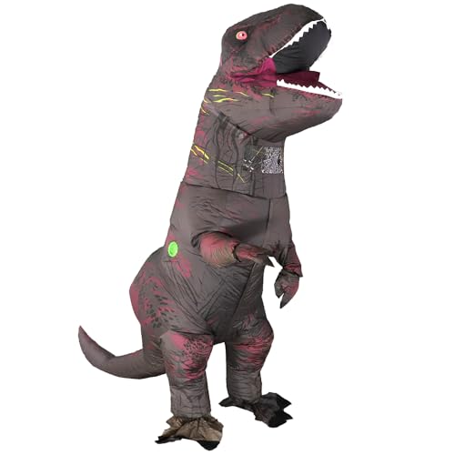 Aufblasbares Dinosaurier-Kostüm für Erwachsene, T-Rex- und Jurassic-Kostüm, lustiges Kostüm für Halloween, Partys, Cosplay, Kostümanzug, Schwarz von Rafalacy