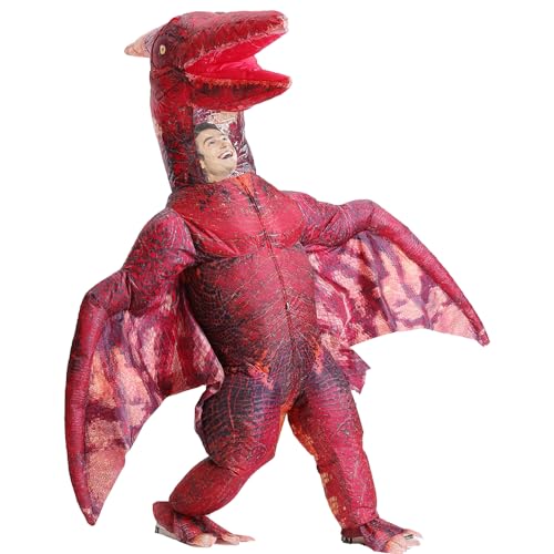 Aufblasbares Pterodaktyl-Kostüm für Erwachsene, Dinosaurier-Kostüm, Party, Dress Up, lustiges Dino-Halloween-Kostüm (rot) von Rafalacy