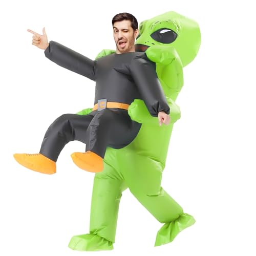 Rafalacy Aufblasbares Alien-Kostüm für Erwachsene, grünes Alien-Kostüm, hält Menschen-Kostüm, lustiges Halloween-Kostüm, Weltraum-Kostüm (Erwachsene) (Alien-02) von Rafalacy