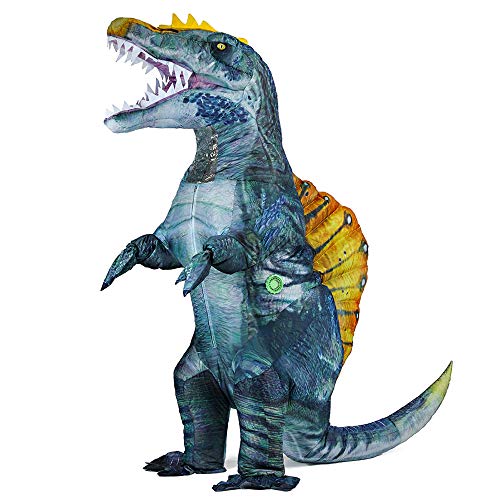 Rafalacy Aufblasbares Dinosaurier-Kostüm für Erwachsene, aufblasbares Dinosaurier-Kostüm, lustiges Halloween-Spinosaurus-Kostüm (blau) von Rafalacy