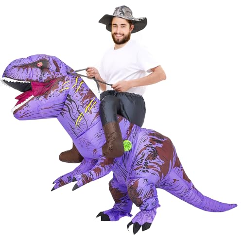 Rafalacy Aufblasbares Dinosaurier-Kostüm für Erwachsene, aufblasbar, T-Rex-Kostüm, lustiges Halloween-Party-Kostüm, Dinosaurier-Party, Verkleidung, Anzug, Violett, Einheitsgröße Rafalacy Aufblasbares Dinosaurier-Kostüm für Erwachsene, aufblasbar, T-Rex-Kostüm, lustiges Halloween-Party-Kostüm, Dinosaurier-Party, Verkleidung, Anzug, Violett, Einheitsgröße von Rafalacy