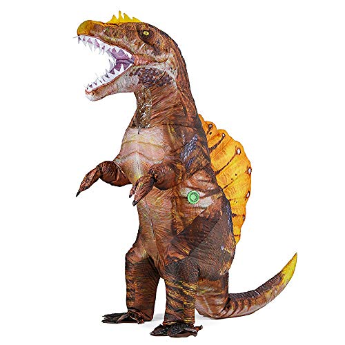 Rafalacy Aufblasbares Dinosaurier-Kostüm für Erwachsene, lustiges Halloween-Spinosaurus-Dino (braun) von Rafalacy