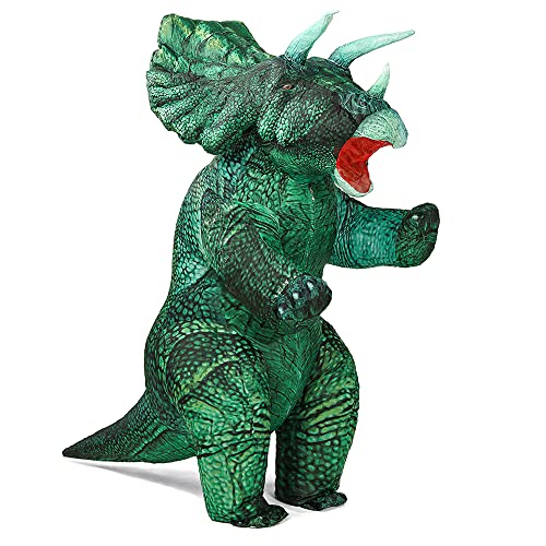 Rafalacy Aufblasbares Dinosaurier Triceratops Kostüm für Erwachsene - Blow Up Halloween Karneval Party Cosplay Verkleidung (Grün, Stehender Stil) von Rafalacy