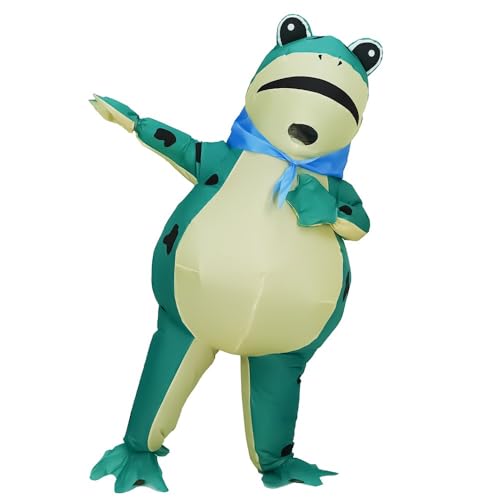 Rafalacy Aufblasbares Frosch-Kostüm für Erwachsene, lustiges Frosch-Kostüm, Halloween-Party, Tier-Cosplay-Kostüm (grün) von Rafalacy