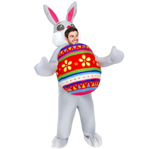Rafalacy Aufblasbares Osterhasenkostüm für Erwachsene, aufblasbares Osterei-Kostüm, lustiges Kaninchen-Kostüm, Anzug, Halloween-Kostüm von Rafalacy