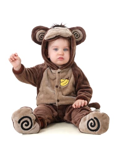 Ragelion Affen Kostüm für Kinder Flanell Affen Baby Kostüm für Partys Karneval Halloween (2-3Y) von Ragelion