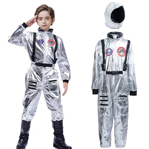 Ragelion Astronaut Kostüm für Kinder mit Helm,Halloween Space Kostüm Anzug Pretend Role Play Dress Up Outfit für Jungen Mädchen Kleinkind (Medium) von Ragelion