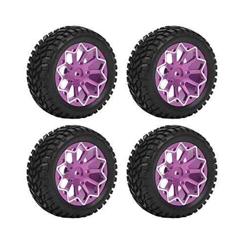 1/10 RC Autoräder, Gummi Aluminiumlegierung 1/10 RC Autoräder und Reifen für 1/10 ferngesteuertes Auto(Violett) von Raguso