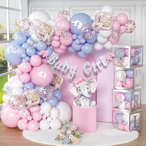 165 Stück Babyparty Dekorationen für Mädchen, Geburtstag Mädchen, Ballon Girlande Bogen, Banner und Luftballons Boxen, Elefant Babyparty und Geburtstagsdekorationen 165 Stück Babyparty Dekorationen für Mädchen, Geburtstag Mädchen, Ballon Girlande Bogen, Banner und Luftballons Boxen, Elefant Babyparty und Geburtstagsdekorationen von RainMeadow
