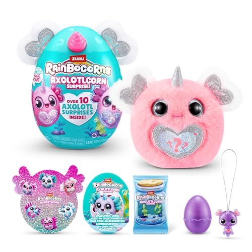 Rainbocorns Axolotlcorn Surprise (Flowy) von ZURU, Plüschspielzeug zum Sammeln für Mädchen ab 3 Jahren von Rainbocorns