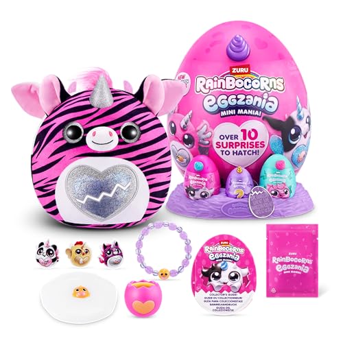 Rainbocorns Eggzania Mini Mania, Zebra, by ZURU Plush Surprise Unboxing with Animal Soft Toy, Idea for Girls with Imaginary Play (Zebra) von Rainbocorns