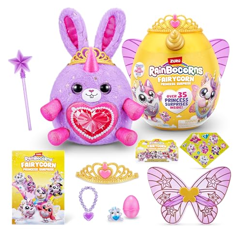 Rainbocorns Fairycorn Princess Serie 6 Hase – Plüsch zum Sammeln – magische Feenprinzessin überrascht, Kuschel-Plüsch-Stofftier, Aufkleber, (Hase) von Rainbocorns