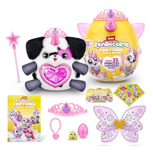 Rainbocorns Fairycorn Princess Serie 6 Welpe – Plüsch zum Sammeln – Magische Märchenprinzessin Überraschungen, Kuschel-Plüsch-Stofftier, Aufkleber, (Welpe) von Rainbocorns