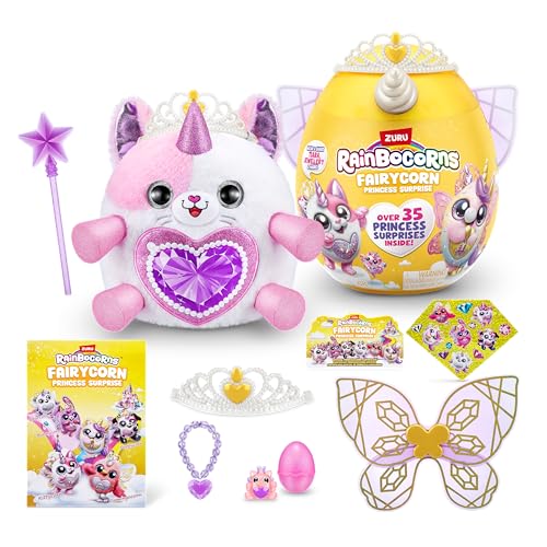 Rainbocorns Fairycorn Princess Series 6 Kitty – Plüsch zum Sammeln – Magische Märchenprinzessin überrascht, Kuschel-Plüsch-Stofftier, Aufkleber, (Kitty) von Rainbocorns