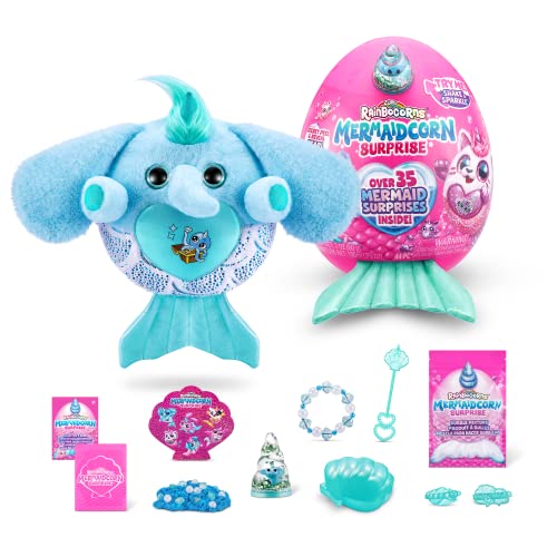 Rainbocorns Mermaidcorn Surprise Serie 7, Shelly Elefant, von ZURU, 28 cm Plüschtier, Meerjungfrau Spielzeuge für Mädchen (Elefant) von Rainbocorns