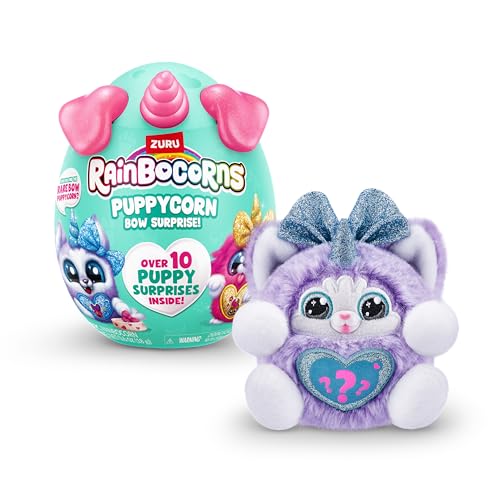 Rainbocorns Puppycorn Bow Surprise Serie 5, Husky - Plüsch zum Sammeln - 5 Lagen voller Überraschungen, Herz zum Herausnehmen und Aufdecken, Sticker, Schleim, ab 3 Jahren (Husky) von Rainbocorns