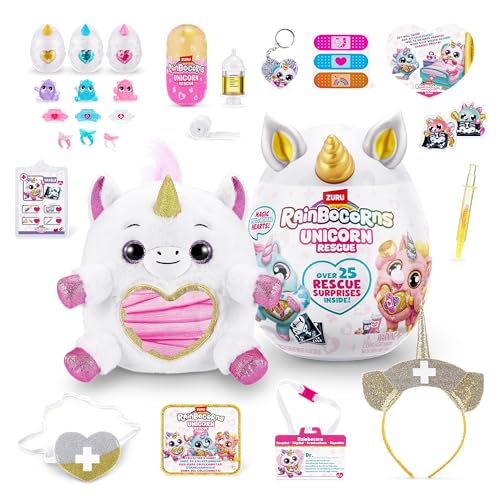Rainbocorns Unicorn Rescue Surprise, Einhorn Penelope, Riesenei mit über 25 Überraschungen, Plüschtier zum Kuscheln von Rainbocorns