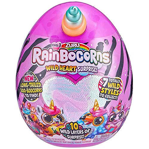 Rainbocorns Wild Heart Surprise Zebracorn - Plüschtier - 10 Überraschungen, Nagelaufkleber, funkelndes Paillettenherz(Zebra) von Rainbocorns