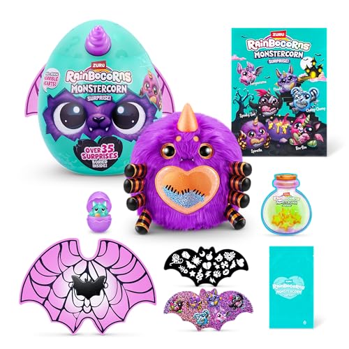 Rainbocorns ZURU Monstercorn Surprise, Spider, by ZURU Surprise Unboxing Soft Toy, Fantasy Monster Gifts for Girls, Imaginary Play with Wearable Accessories (Spider) von Rainbocorns